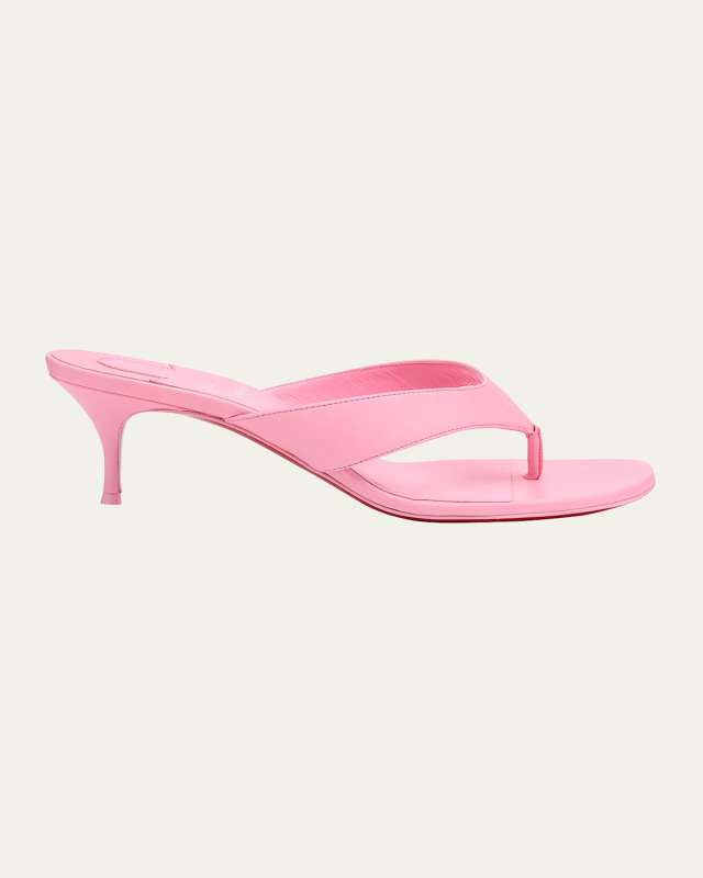 Leather Thong Red Sole Slide Sandals